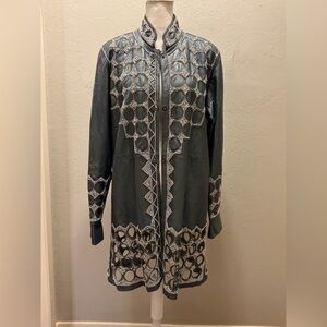 Leather 9000 Gray and Silver Women's Leather Jacket